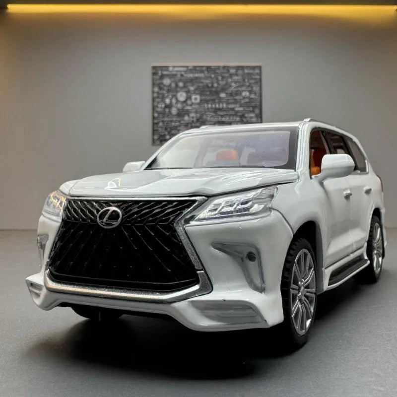 Diecast 1/32 LEXUS LX570 Off Road Vehicles Model Sound Light Pullback Collective Car Model Kid Boy Car Toys Gift