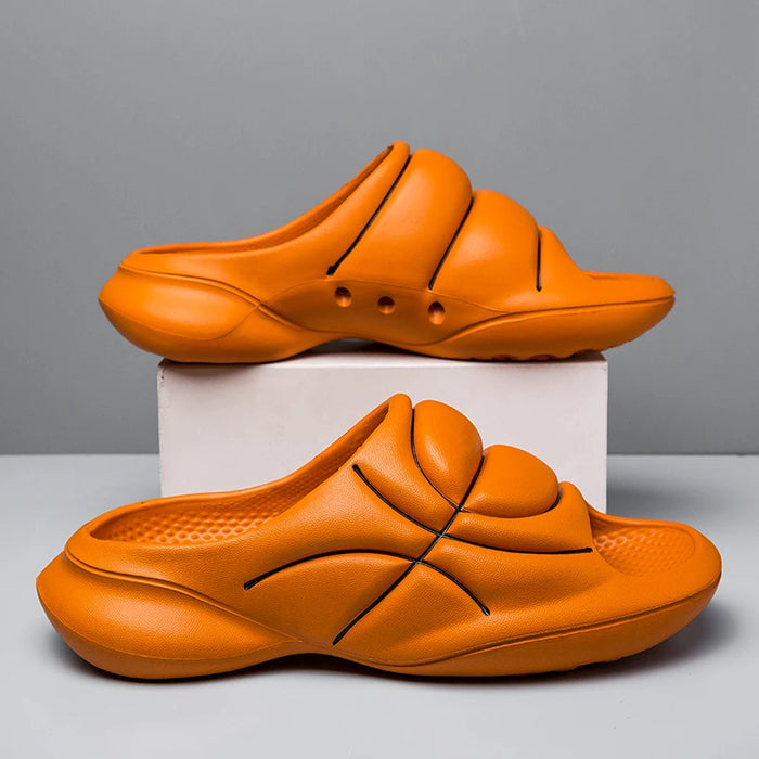 CourtSlide™ Basketball-Style Slides – Thick Soft Sole Non-Slip Outdoor & Beach Sandals for Men & Women