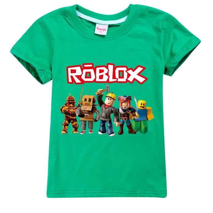 BlockPlay™ Roblox Kids Summer Tee – Soft Cotton Cartoon T-Shirt for Boys & Girls