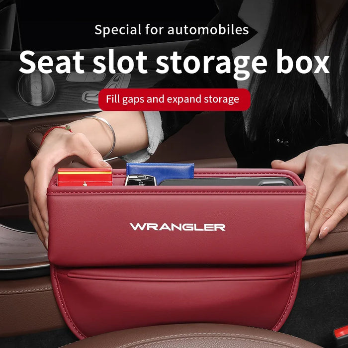 NEW Car Seat Gap Storage Box Leather Storage Box Accessories For Jeep Wrangler auto Car Seat Gap Organizer Seat Side Bag
