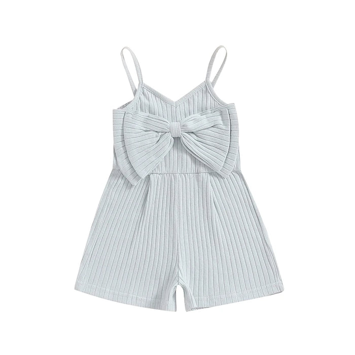 Baby Girl Ribbed Bow Romper – Sleeveless Summer Jumpsuit for Toddlers (6M–4Y)