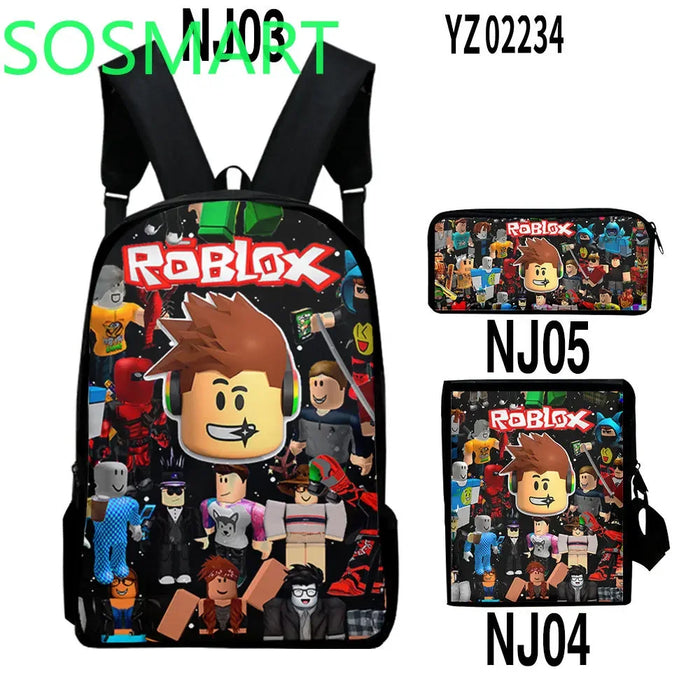 Roblox Three-piece Set of School Bag Game Backpack