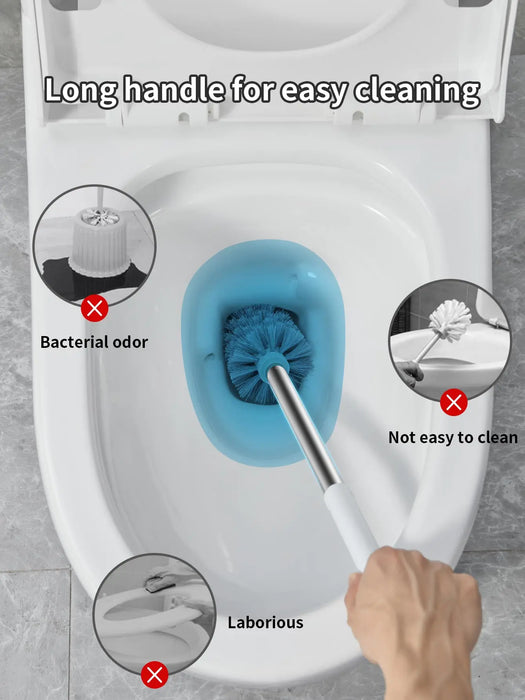 CleanMount™ Punch-Free Toilet Brush – Wall-Mounted with Drainable Base & Long Handle