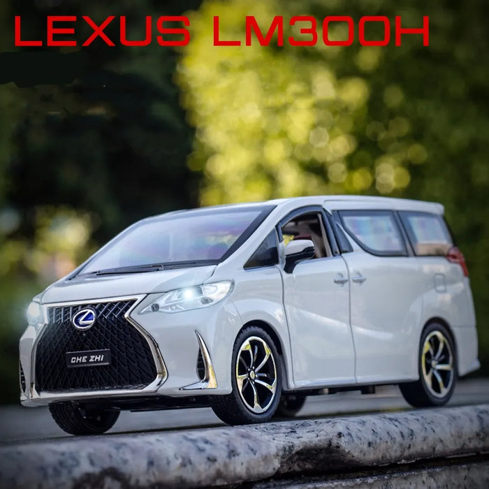 1/24 Lexus LM300H MPV Van Diecast Toy Car Model Miniature Pull Back Sound & Light Doors Openable Collection Gift