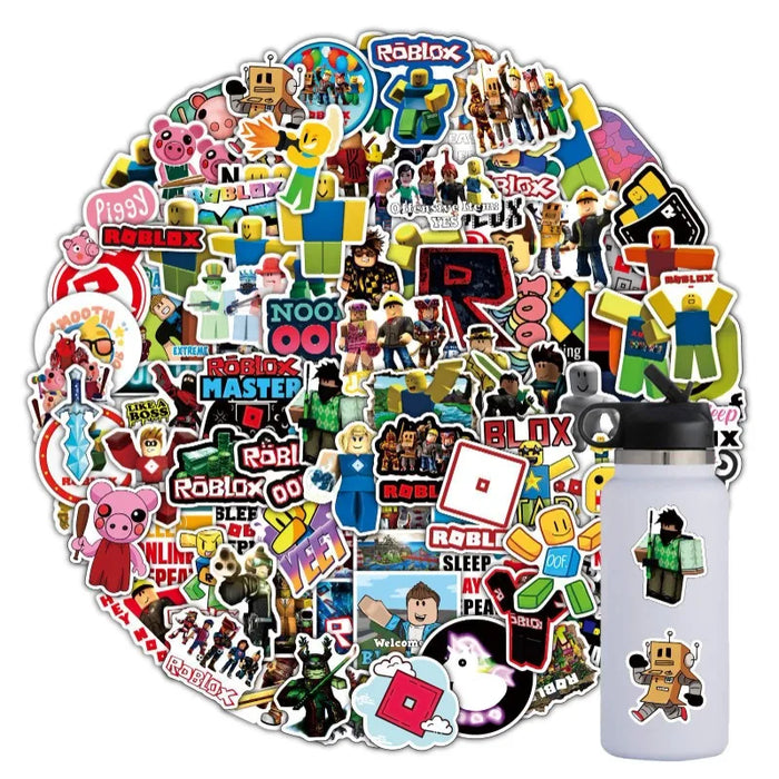 Roblox™ 50/100-Pack Waterproof Roblox-Inspired Stickers – Fun Cartoon Decals for Laptops, Bottles, Luggage & More