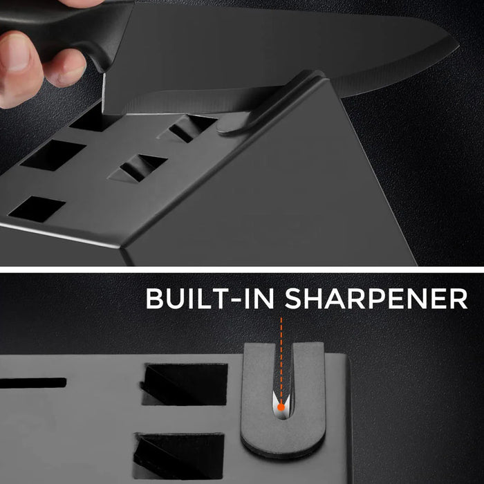 14-in-1 Kitchen Knives Set Stainless Steel Chef Knife Non-stick Slicing Sharp Steak Knife Kitchen Scissors with Knife Holder