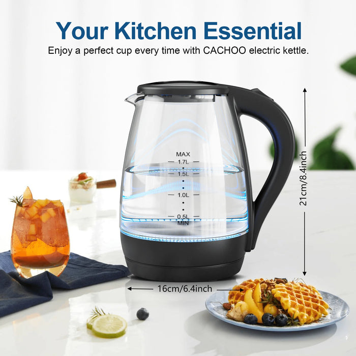 1.7L Glass Electric Kettle – Fast Boil Water Heater with LED Light, Auto Shut-Off & Boil-Dry Protection