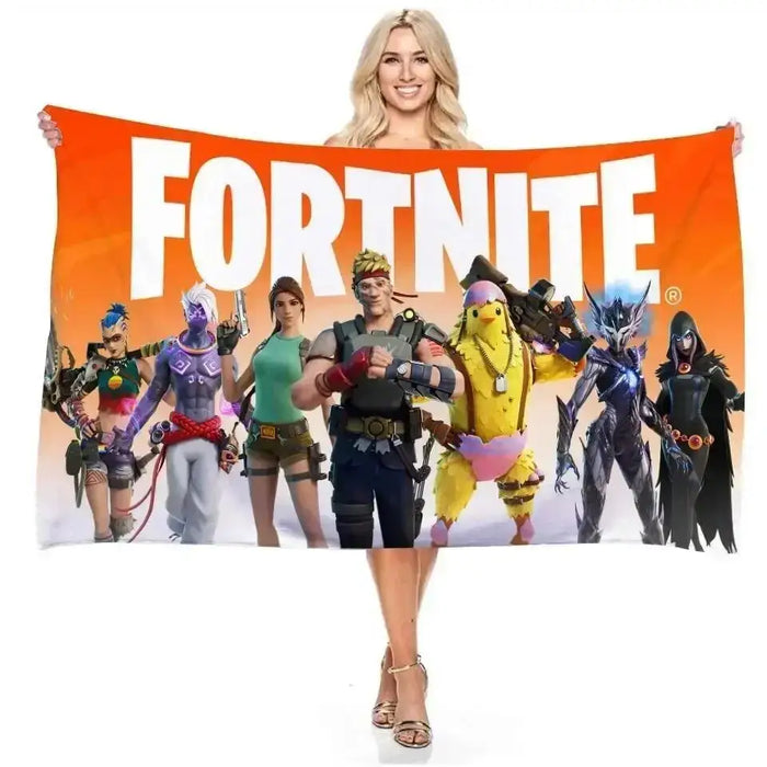 Fortnite Kids Wearable Bath Towel – Soft Microfiber Hooded Cartoon Bathrobe for Boys & Girls, Quick-Dry Beach & Bath Wrap