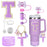 8-Piece Accessories Set for Stanley 30oz & 40oz Tumblers – Silicone Straw Covers, Protective Boot, Handle Charm & Initial Stickers