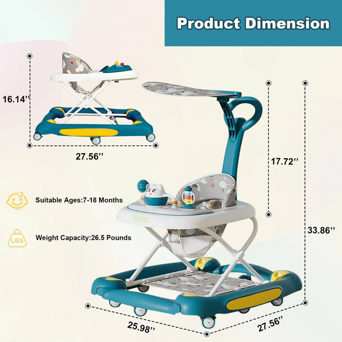 Foldable Multi-Functional Baby Walker with Universal Wheels – Adjustable Height, Anti-Rollover Design, and Leg-Support Structure for Learning to Walk