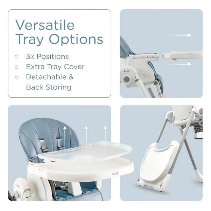 KÜB™ 3-in-1 Foldable Baby High Chair – Convertible Feeding, Booster & Toddler Seat with Removable Tray (Blue)