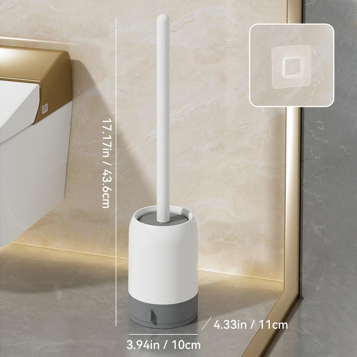 CleanMount™ Punch-Free Toilet Brush – Wall-Mounted with Drainable Base & Long Handle