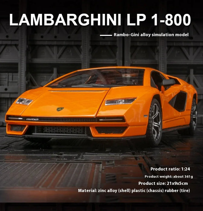 1:24 Scale Lamborghini Countach LPI 800-4 Diecast Model Car – Alloy Sports Car with Sound & Light, Display Collectible Gift