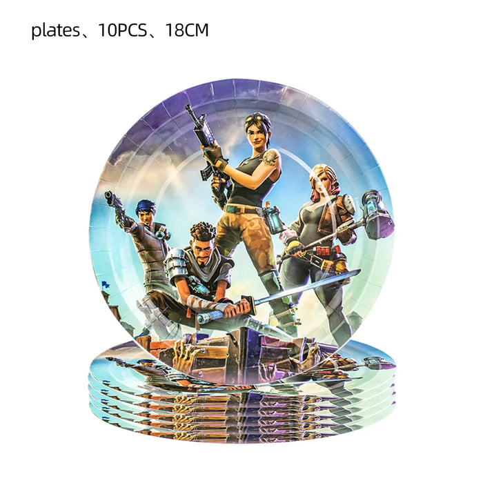BattleFest™ Fortnite Party Set – Llama Theme Plates & Cups for Boys’ Birthday Decorations