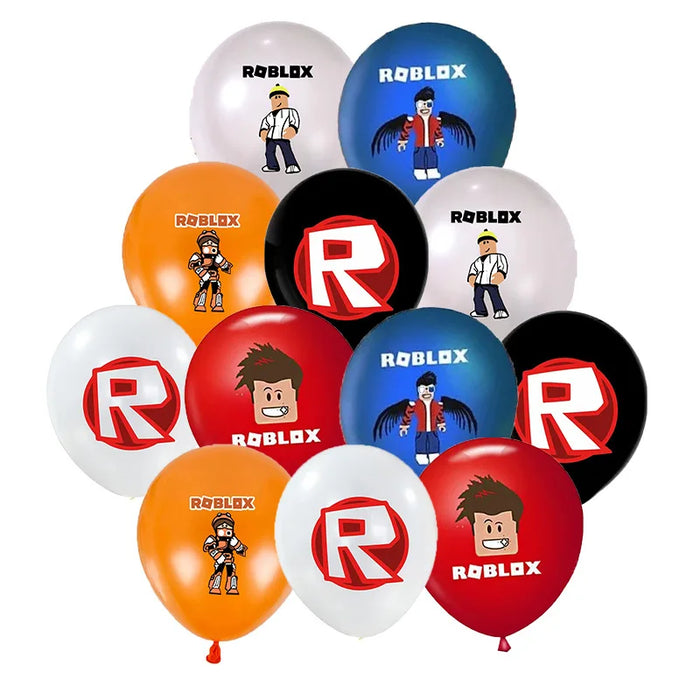 BlockBalloons™ 12-Pack 12″ Roblox-Style Latex Balloons – Cartoon Party Decor for Kids’ Birthdays & Baby Showers