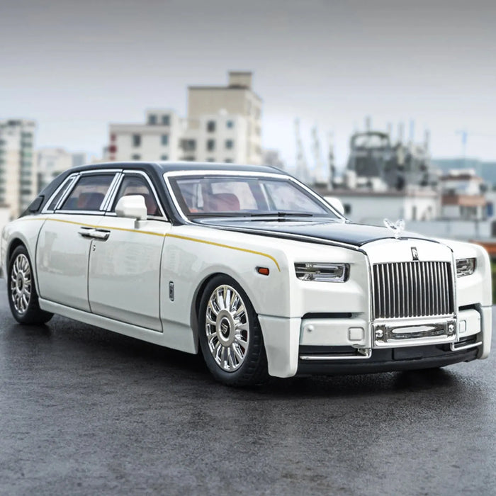 1:18 Rolls-Royce Phantom Die-Cast Model – Zinc Alloy Pull-Back Car with Sound & Light, Realistic Collectible Toy