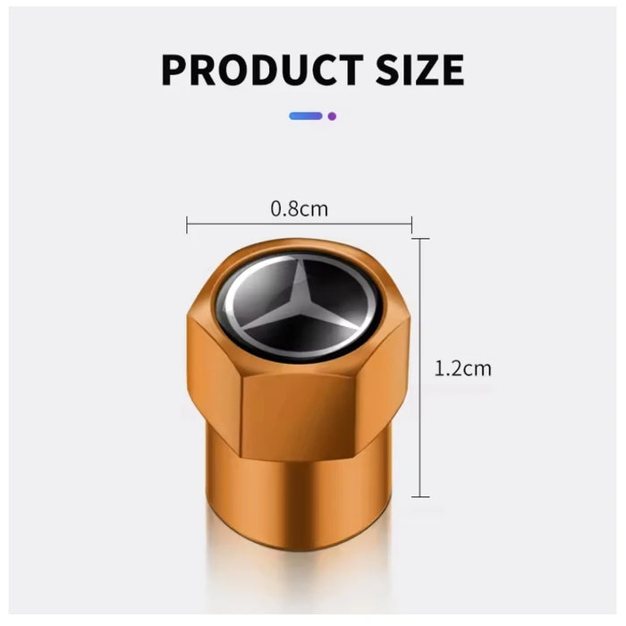 4PCS Mercedes-Benz AMG Metal Tire Valve Stem Caps – Premium Wheel Dust Covers for Mercedes A/B/C/E/S/GLC/CLA/GLE/W204/W205