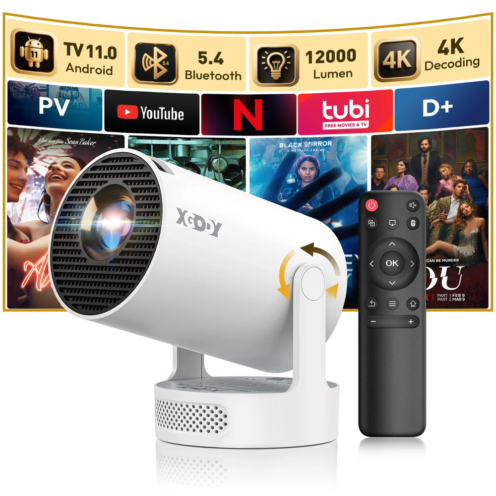 CineLume™ 4K LED Projector – 12000 Lumens, WiFi 6 & Bluetooth 5.0 Portable Home Theater System