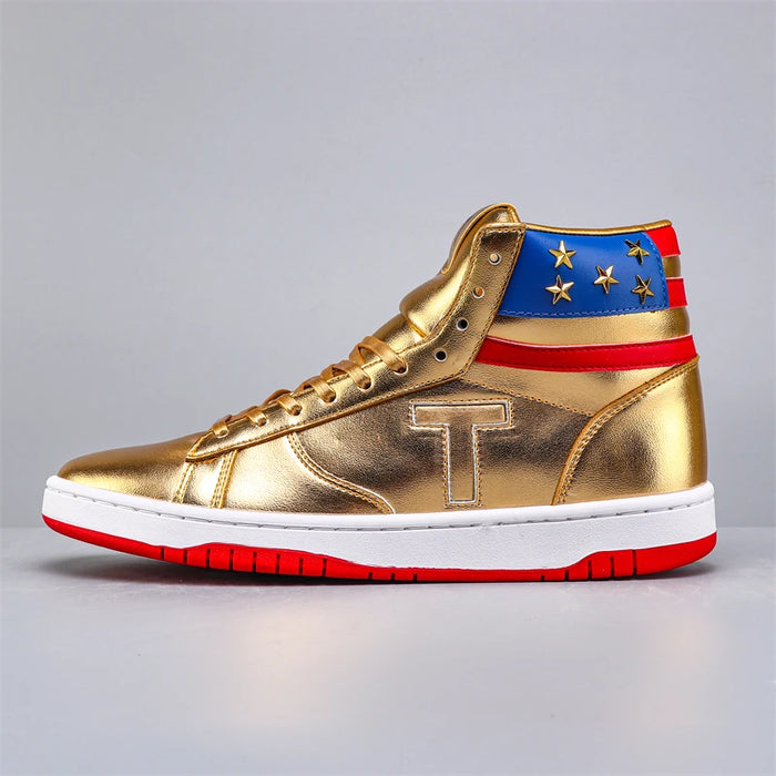 Trump Gold Men's MAGA Sneakers – Patriotic Streetwear Shoes