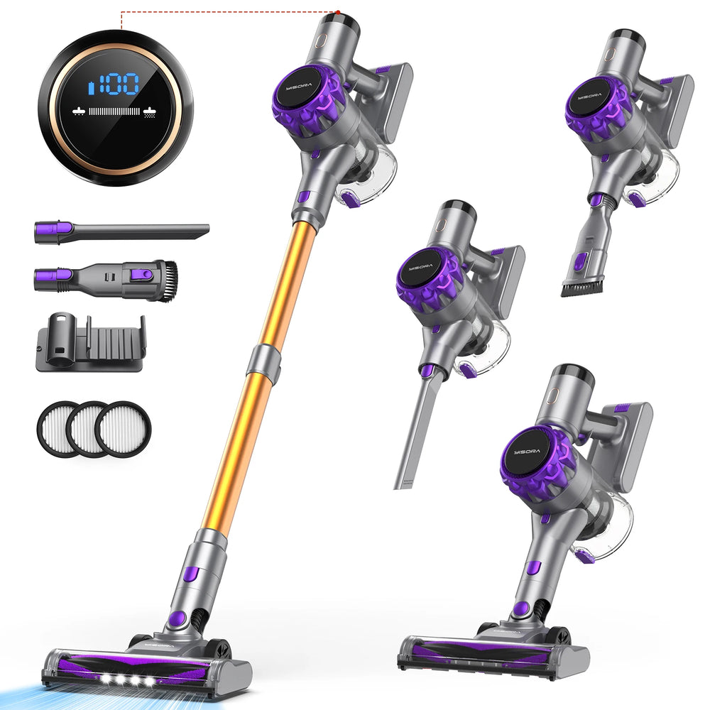 Cordless Vacuum Cleaner – 40Kpa Powerful Suction, 55-Min Runtime, Touchscreen Control, Lightweight Wireless Stick Vacuum for Pet Hair & Carpets