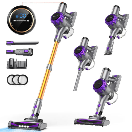 Cordless Vacuum Cleaner – 40Kpa Powerful Suction, 55-Min Runtime, Touchscreen Control, Lightweight Wireless Stick Vacuum for Pet Hair & Carpets