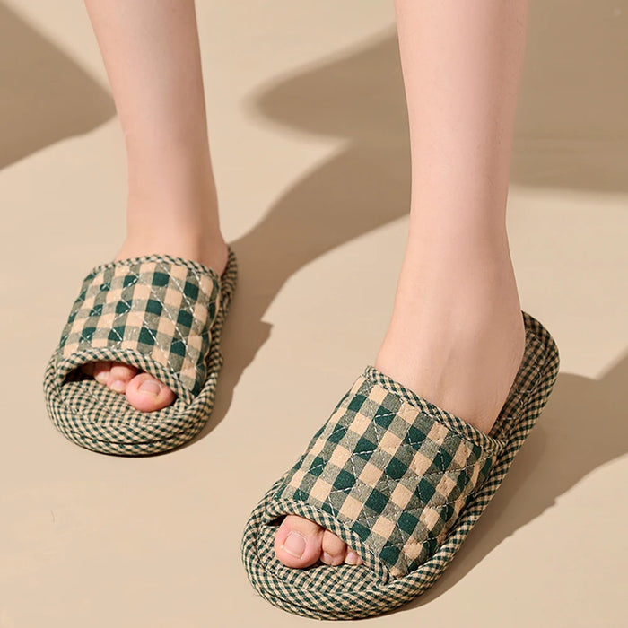 Luxury Designer Indoor Slippers – Soft Cotton, Lightweight & Anti-Slip Retro Home Slides for Ultimate Comfort