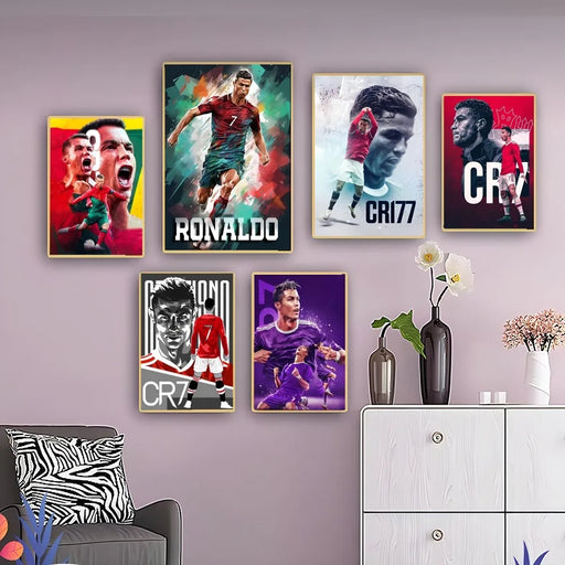 Ronaldo Football CR7 Poster Self-adhesive Art Poster Retro Room Bar Cafe Vintage Decorative