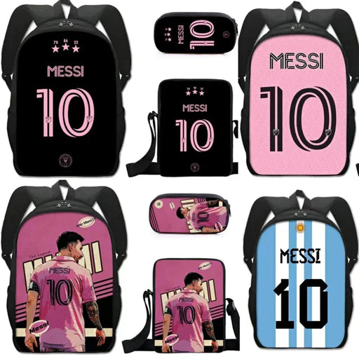 Messi Backpack Boys Set Messi School Bag Kids Pencil Case Shoulder Bag Set
