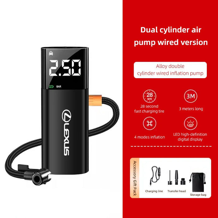 Lexus 2-in-1 Portable Tire Inflator & Power Bank | Premium Emergency Air Compressor for F SPORT, GX, IS, ES, & GS Series