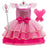 Fly Sleeve Barbie Party Dresses for Girl Pink Tulle Princess Dress Birthday Prom Gown