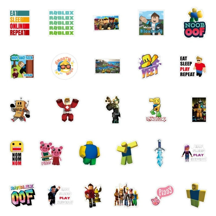 Roblox™ 50/100-Pack Waterproof Roblox-Inspired Stickers – Fun Cartoon Decals for Laptops, Bottles, Luggage & More
