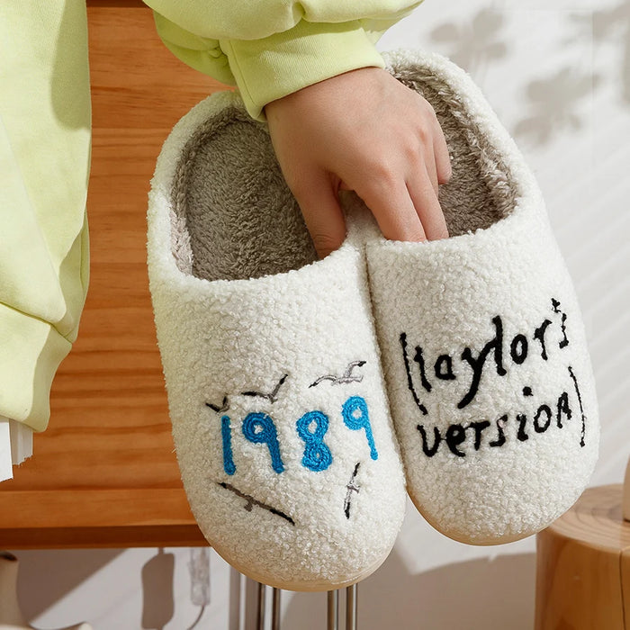 1989 Taylor's Women's Slippers Fuzzy Comfy Flat Taylor Swift Version Swifties Slides Gift for Her