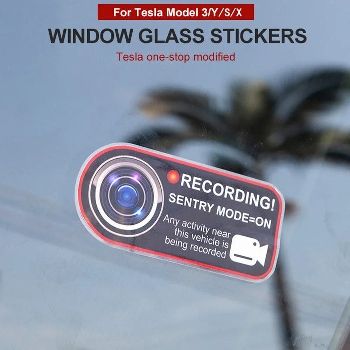 Car Body Warning Stickers For Tesla Model 3 Y X S Sentry Mode Recorder Static Sticker Autopilot Warning Post Accessories