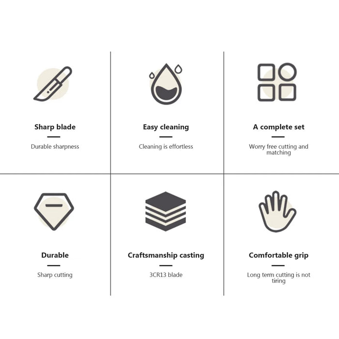 14-in-1 Kitchen Knives Set Stainless Steel Chef Knife Non-stick Slicing Sharp Steak Knife Kitchen Scissors with Knife Holder