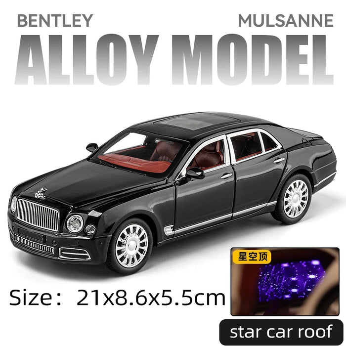 Diecast 1:24 Scale Bentley Mulsanne Alloy Model Car Collection Vehicle Simulation Sound & Light Metal Toy Car Toy For Kids Gift