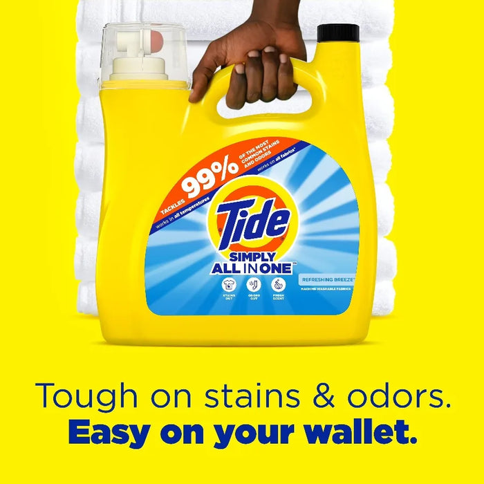 ICUTE-Tide Simply Laundry Detergent Liquid All-In-One, Refreshing Breeze Scent, 117 fl oz, 89 Loads