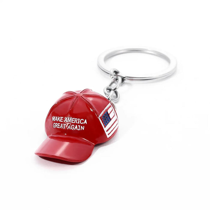 Trump Red Hat Pendant American Flag Make America Great Again Metal Key Chain