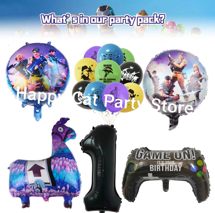 Game Fortnite Birthday Party Decoration Cartoon Plate Tablecloth Baby Shower Kids Favors Party Supplies