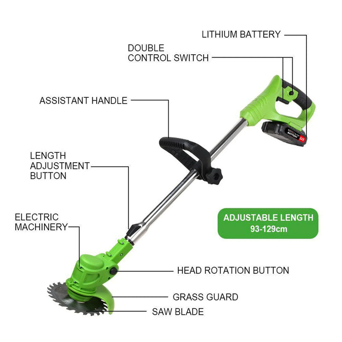 2-in-1 Cordless Electric Grass Trimmer & Lawn Edger – 650W Brushless Motor, 18,000 RPM, 24V Dual Battery Garden Cutter