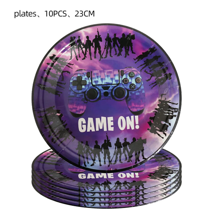 BattleFest™ Fortnite Party Set – Llama Theme Plates & Cups for Boys’ Birthday Decorations