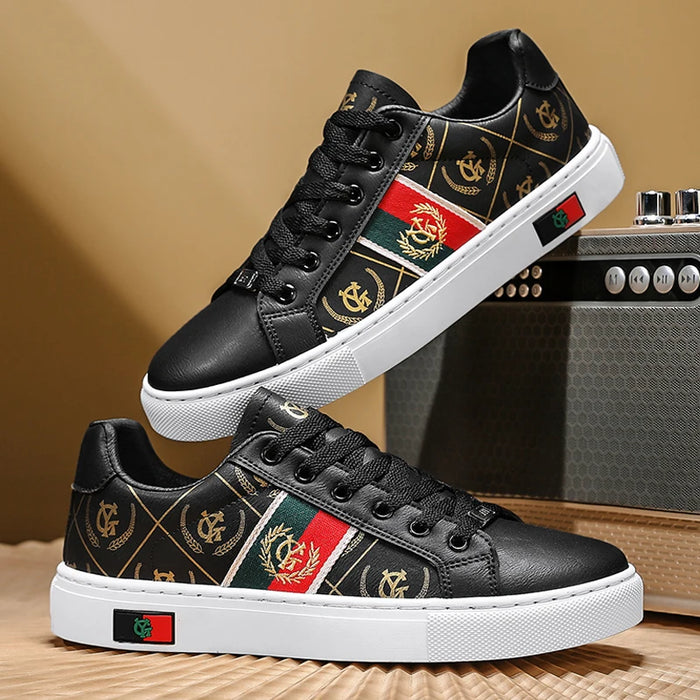 New Luxury Designer Men’s Sneakers – Trendy Lace-Up Vulcanized Shoes