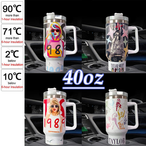 Taylor Swift 40oz Insulated Tumbler Keep Cold Hot Reusable Travel Mug Large Capacity Vacuum Flask for Women Men