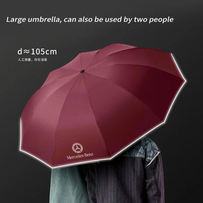Mercedes™ LED Auto Umbrella – Automatic Windproof Folding Sunshade with Built-In Light, Mercedes-Compatible (A/C/E/S/GLA/GLC/GLK/CLS/ML/Sprinter)