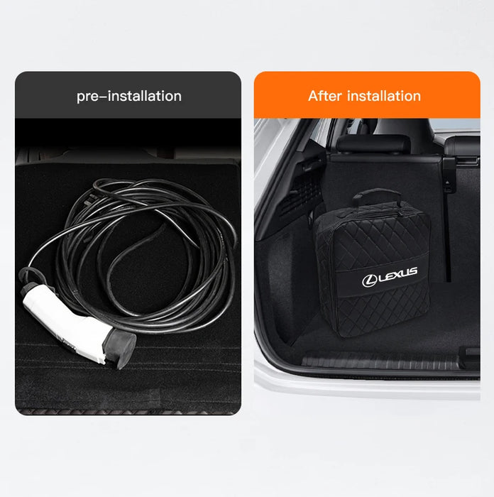 Premium Lexus EV Charging Cable Storage Bag | Waterproof Trunk Organizer Box