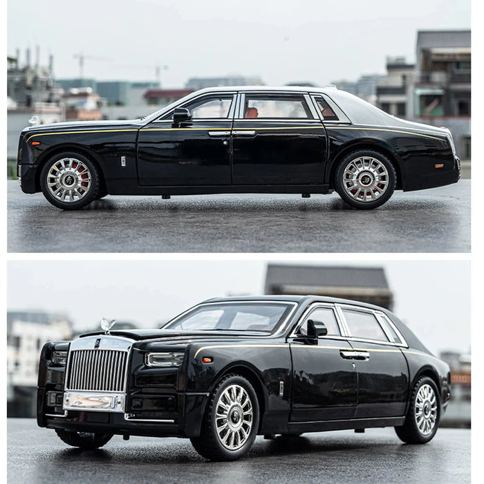 1:18 Rolls-Royce Phantom Die-Cast Model – Zinc Alloy Pull-Back Car with Sound & Light, Realistic Collectible Toy