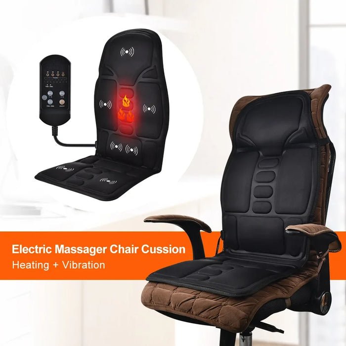 Full-Body Heated Massage Cushion with 7 Powerful Vibration Motors – Back, Neck & Waist Therapy for Car, Home & Office
