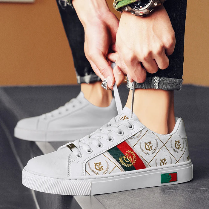 New Luxury Designer Men’s Sneakers – Trendy Lace-Up Vulcanized Shoes
