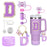 8-Piece Accessories Set for Stanley 30oz & 40oz Tumblers – Silicone Straw Covers, Protective Boot, Handle Charm & Initial Stickers