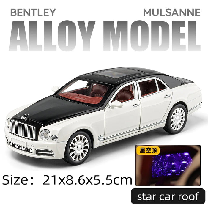 Diecast 1:24 Scale Bentley Mulsanne Alloy Model Car Collection Vehicle Simulation Sound & Light Metal Toy Car Toy For Kids Gift