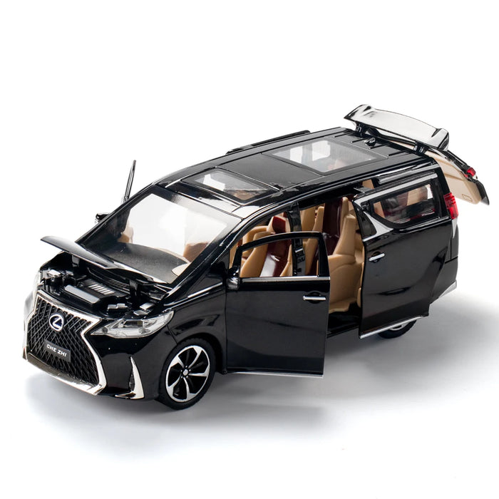 1/24 Lexus LM300H MPV Van Diecast Toy Car Model Miniature Pull Back Sound & Light Doors Openable Collection Gift